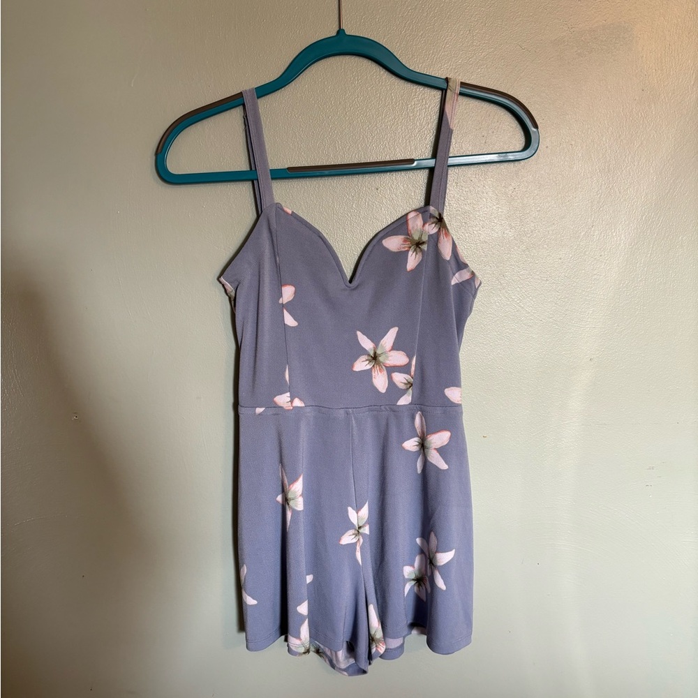 Aeropastale blue floral romper, size S